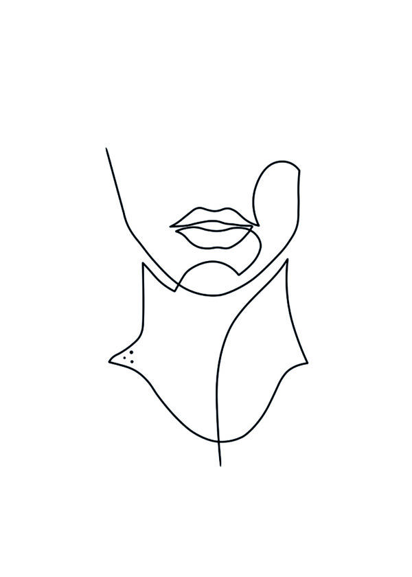Rostro abstracto minimalista en línea continua