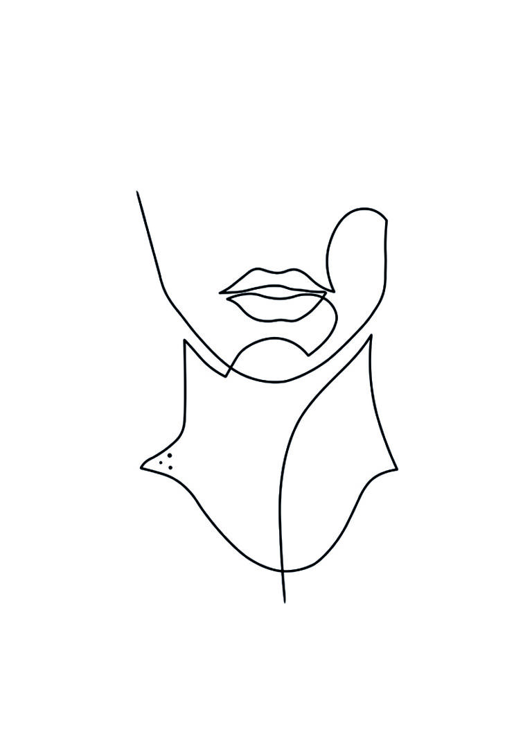 Rostro abstracto minimalista en línea continua