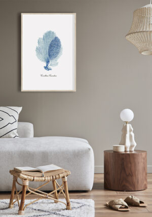 Ilustración de coral azul sobre fondo blanco