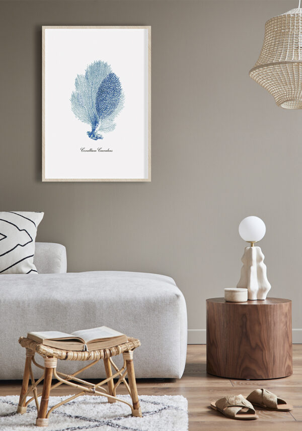 Ilustración de coral azul sobre fondo blanco