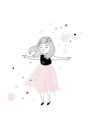 Ilustración de chica con flores