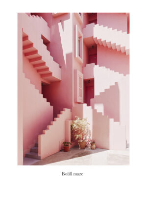 Composición arquitectónica rosa vibrante