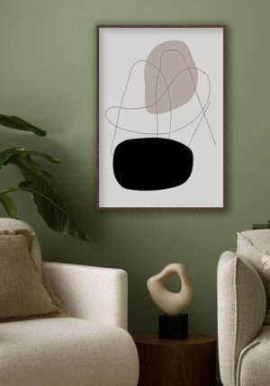 Arte minimal abstracto en negro y beige