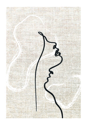 Arte lineal minimalista sobre lienzo texturizado