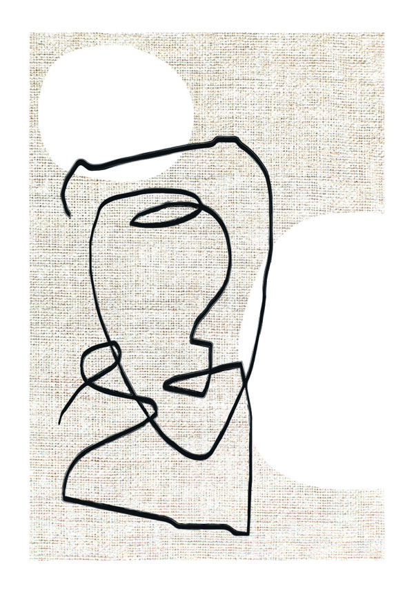 Dibujo de líneas abstractas con texturas neutras