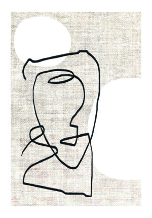 Dibujo de líneas abstractas con texturas neutras