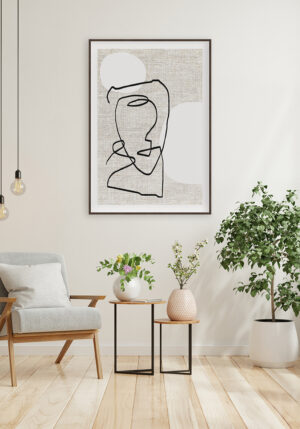 Dibujo de líneas abstractas con texturas neutras