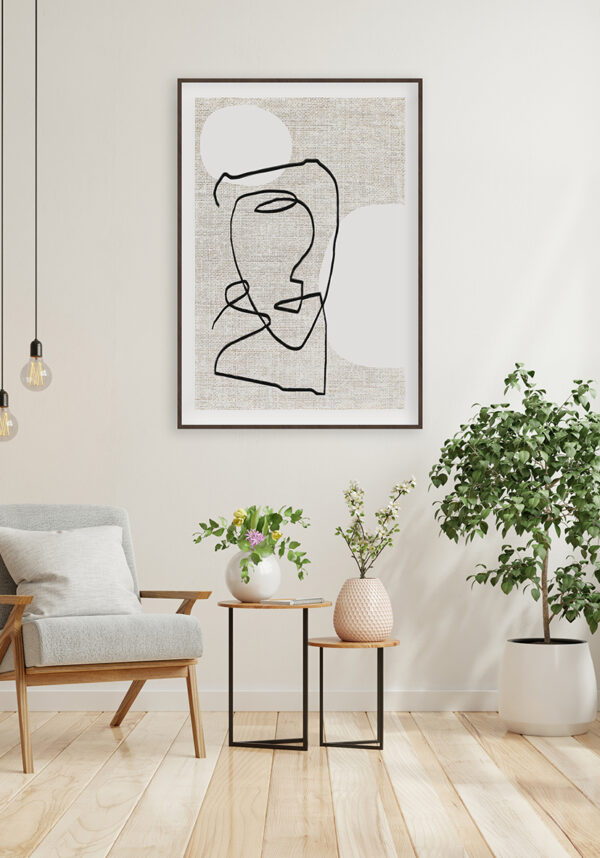 Dibujo de líneas abstractas con texturas neutras