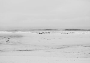 Escena minimalista monocromática de olas oceánicas