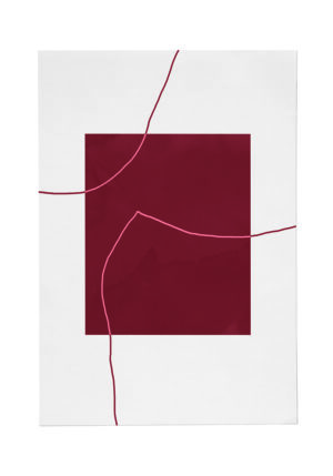 Obra abstracta minimalista con matices rojos