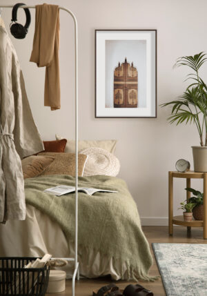 Puerta de madera decorativa con motivos exquisitos