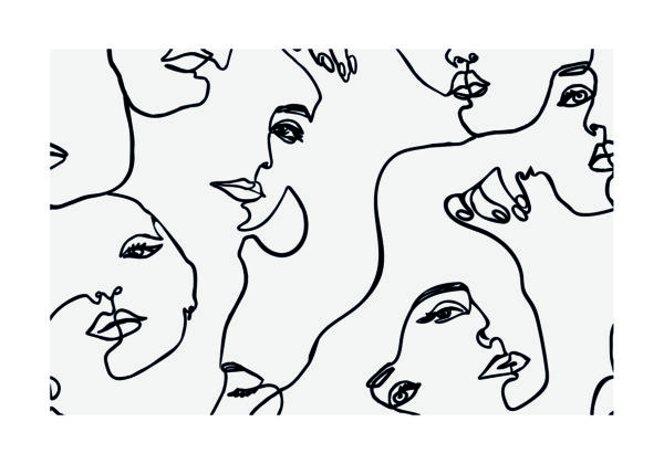 Rostro abstracto de línea continua minimalista