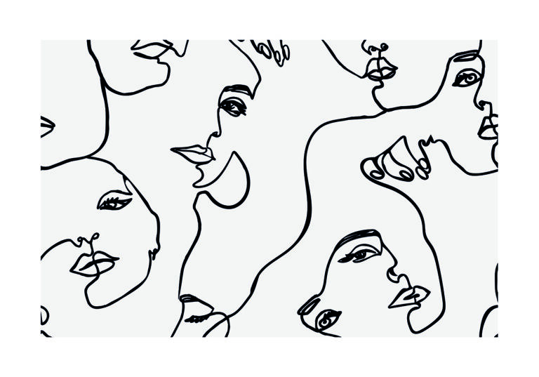 Rostro abstracto de línea continua minimalista