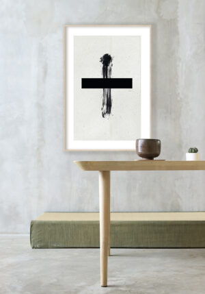Obra minimalista en tinta negra abstracta