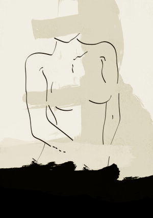 Figura femenina minimalista en arte lineal