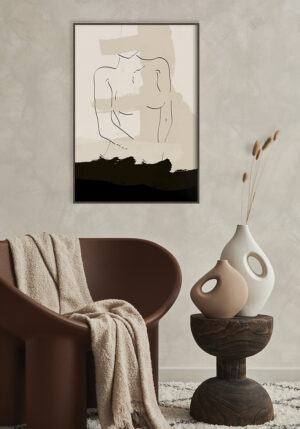 Figura femenina minimalista en arte lineal