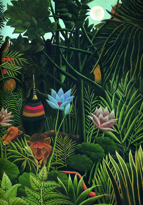 Pintura de una noche de jungla de ensueño