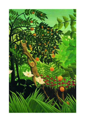 Escena vibrante de selva con monos