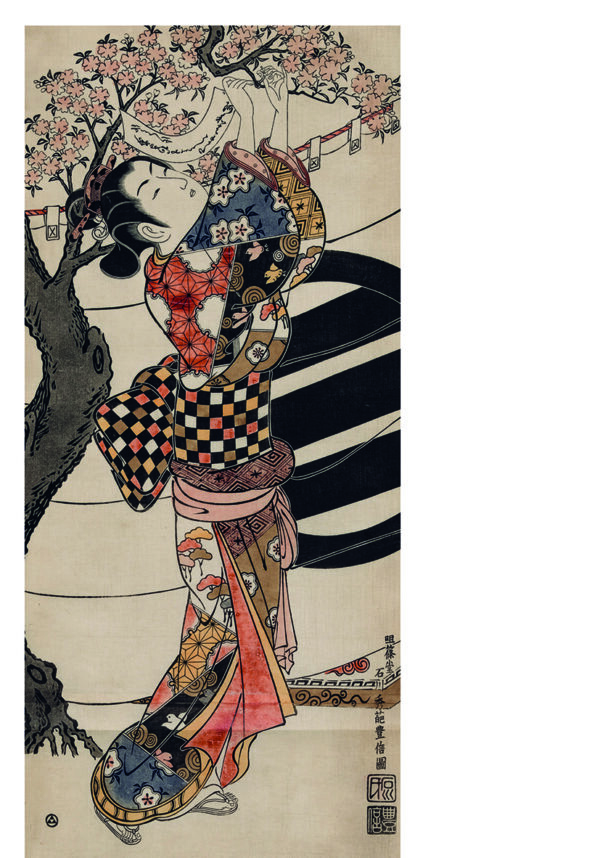 Obra tradicional japonesa de kimono