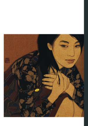 Mujer elegante ilustrada en tonos tierra