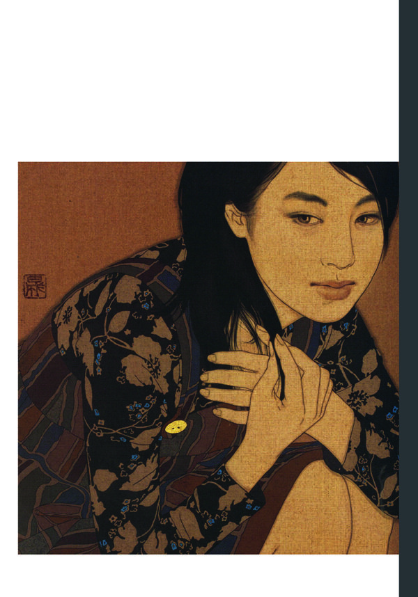 Mujer elegante ilustrada en tonos tierra