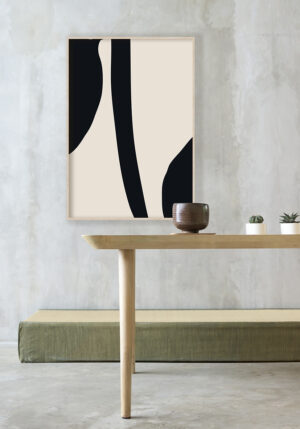 Obra abstracta minimalista en negro y beige