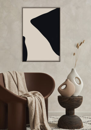 Diseño abstracto minimalista en negro y beige