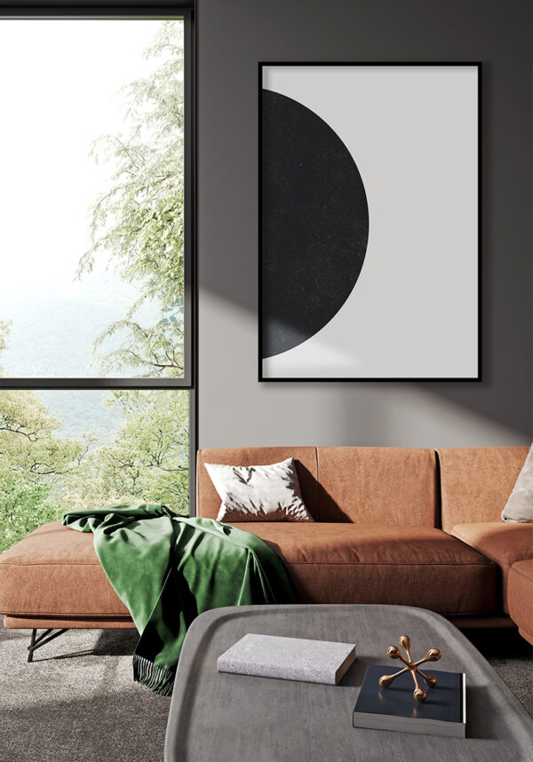 Diseño abstracto de círculo negro minimalista