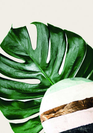 Arte abstracto con hoja verde