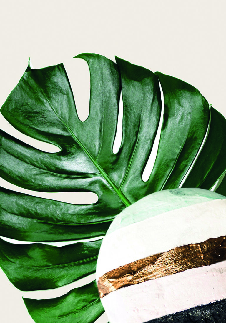Arte abstracto con hoja verde
