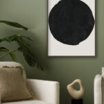 Círculo negro minimalista en arte abstracto
