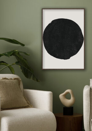 Círculo negro minimalista en arte abstracto