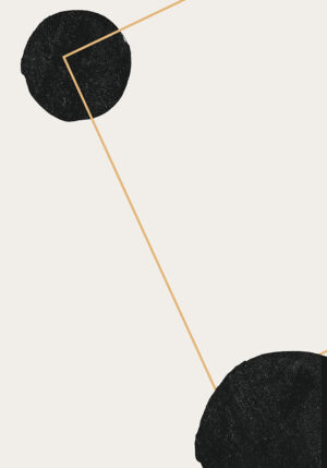 Obra abstracta minimalista con formas negras