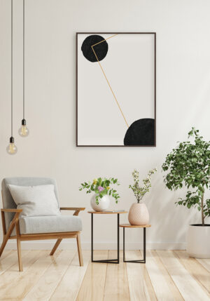 Obra abstracta minimalista con formas negras