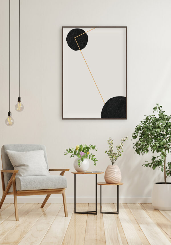 Obra abstracta minimalista con formas negras