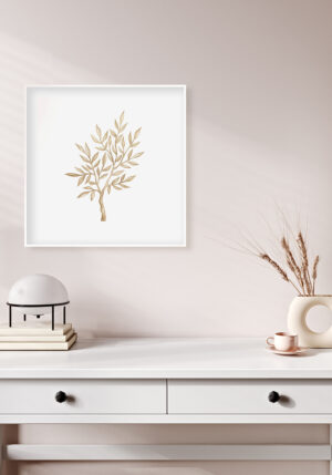 Diseño botánico en acuarela beige minimalista