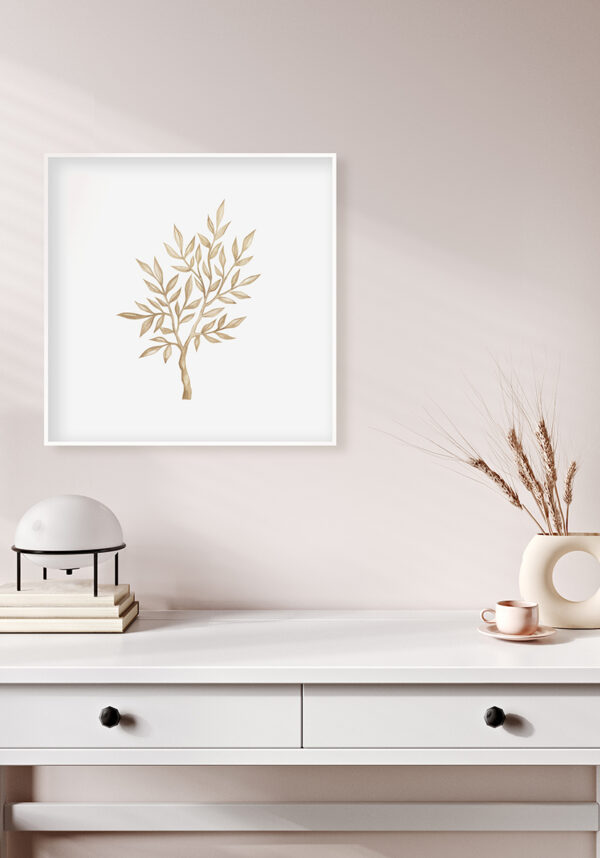 Diseño botánico en acuarela beige minimalista