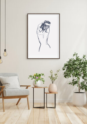 Ilustración minimalista de mujer en arte lineal