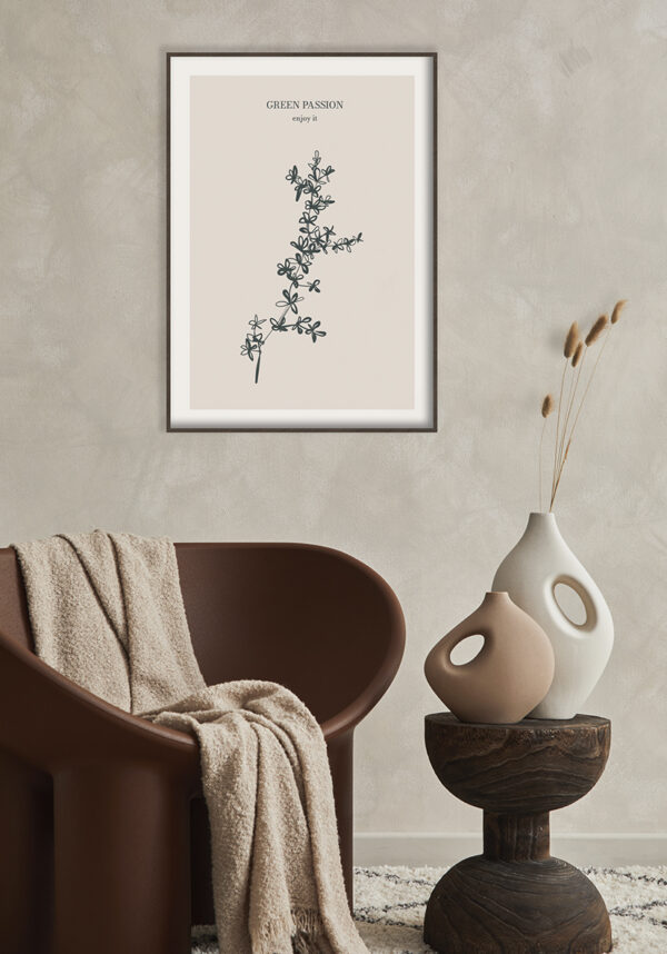 Ilustración natural minimalista en tonos monocromáticos