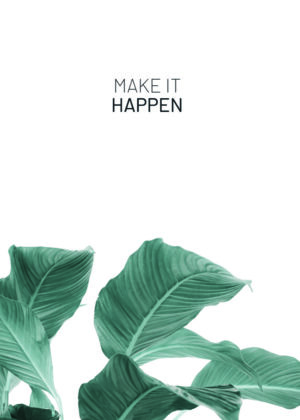 Texto inspiracional con hojas tropicales