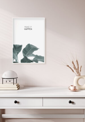 Texto inspiracional con hojas tropicales