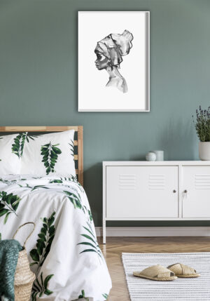 Obra elegante en acuarela blanco y negro