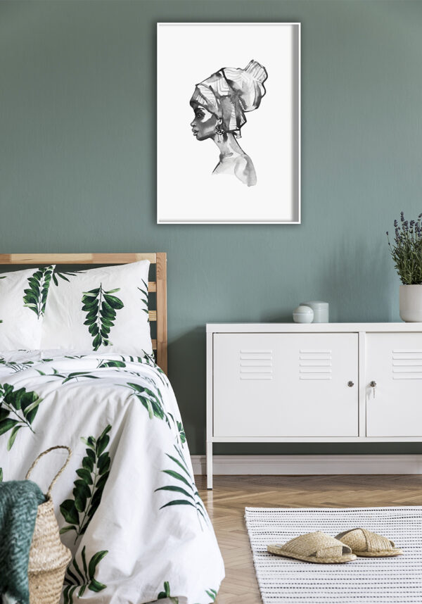 Obra elegante en acuarela blanco y negro