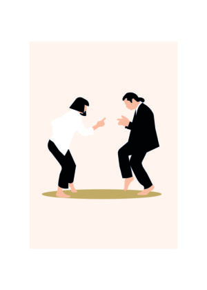 Ilustración minimalista de interacción dinámica