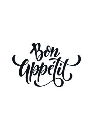 Obra de caligrafía elegante: Bon Appétit