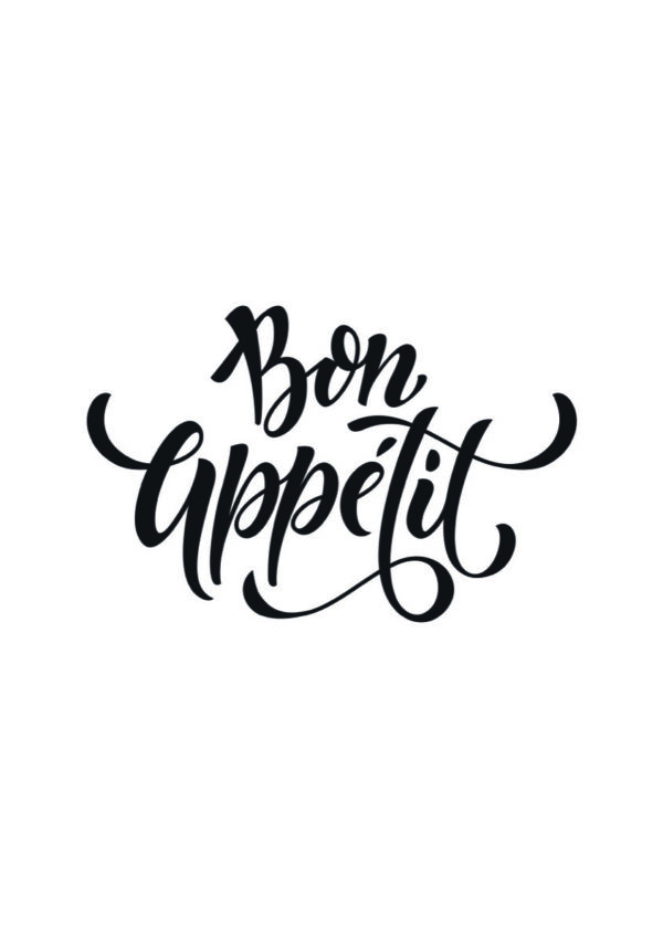 Obra de caligrafía elegante: Bon Appétit