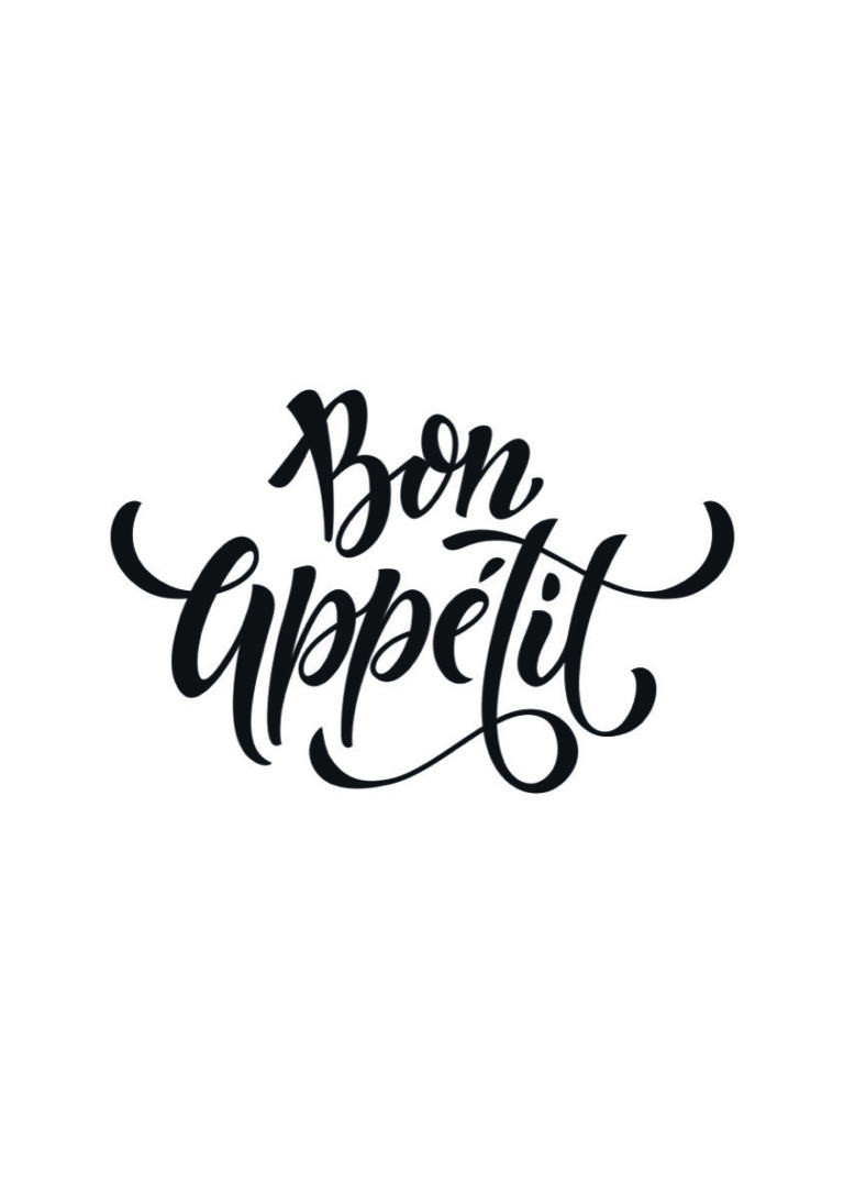 Obra de caligrafía elegante: Bon Appétit