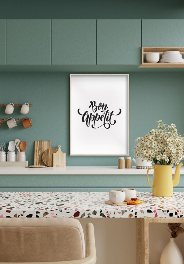 Obra de caligrafía elegante: Bon Appétit