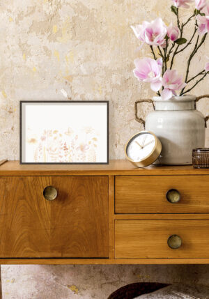 Obra floral minimalista en acuarela elegante