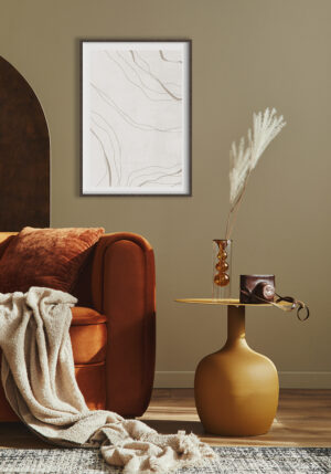 Líneas abstractas en tonos beige sobre blanco